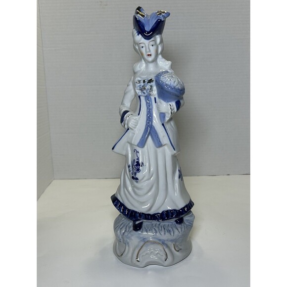 Vintage Porcelain Victorian/Colonial Martha Washington Figurine White/Blue - Picture 1 of 5